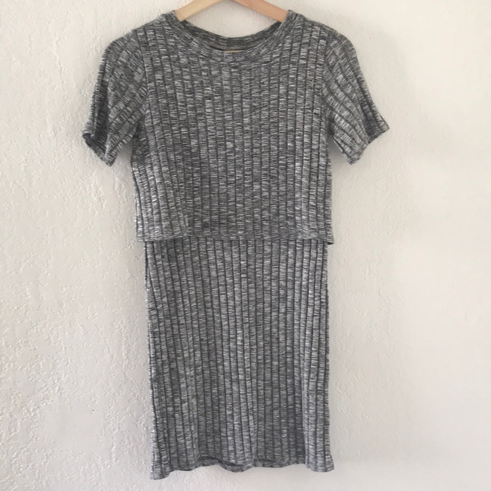 Forever 21 Gray ribbed knit sweater dress